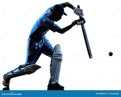 Silhouette De Batteur De Joueur De Cricket Photo Stock Image Du Blanc