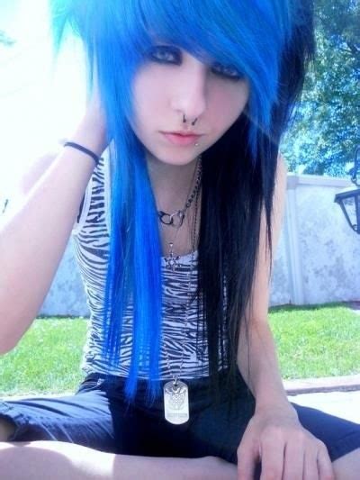 Half Blue Half Black Hair Hair Pinterest