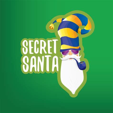 Vector Secret Santa Claus With Sunglasses Label Or Sticker Isolated On