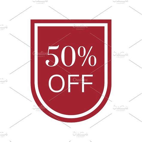 50 Percent Off Sale Badge Vector Creative Illustration Social Media