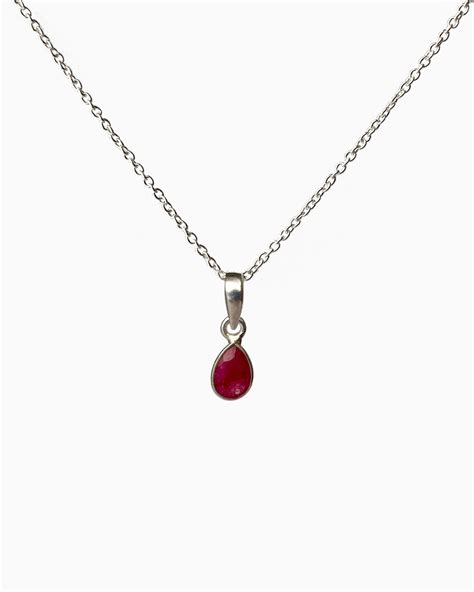 Small Ruby Pendant Necklace Veda Jewelry