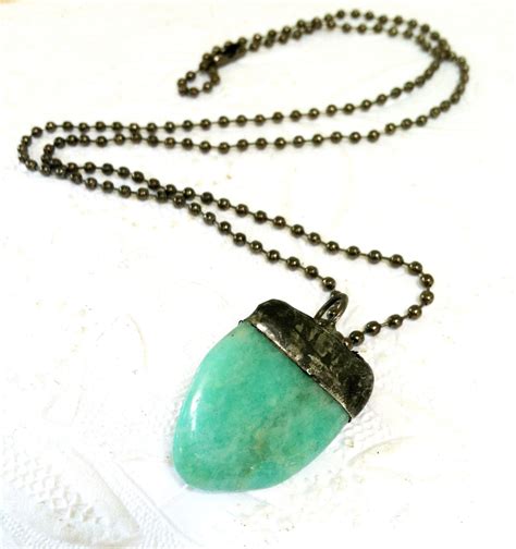 Amazonite Necklace Turquoise Crystal Necklace Polished Stone