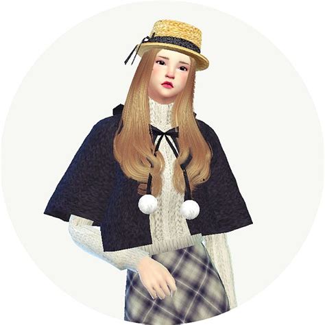 Femalehood Cape Coat후드 케이프 코트여성 의상 Sims 4 Clothing Cape Coat