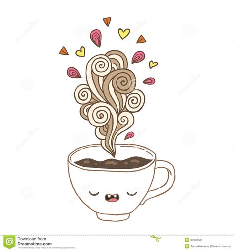Cute Cartoon Coffee Cup With Doodle Steam Stock Vector