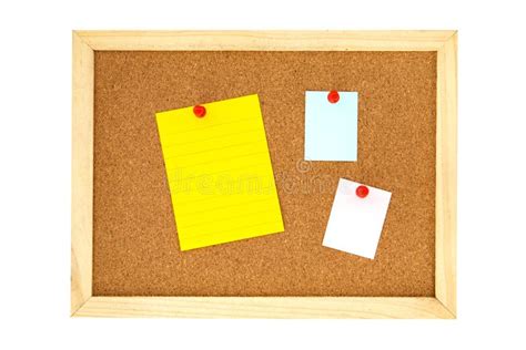 Pin Note Paper On Cork Pin Board Isolated On White Stock Image