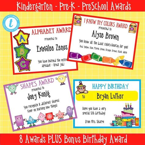 Kindergarten Award Certificates 9 Different Awards All Etsy In 2022