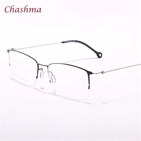 Chashma Brand Big Face Men S Eyeglass Frames Titanium Half Rim Fashion Glasses Oculos De Grau