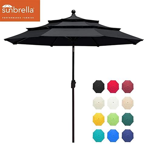 An Umbrella With Different Colors On It And The Words Sunbrella In