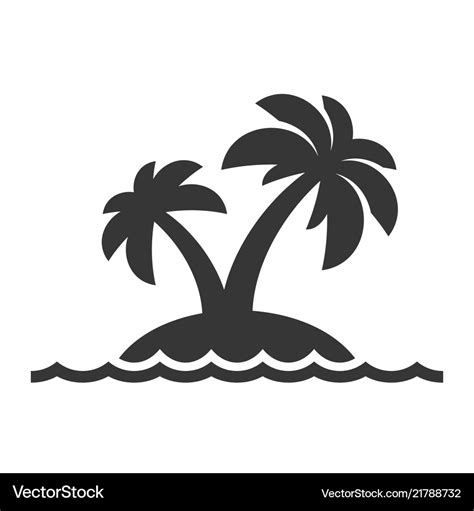 Island With Palm Trees Icon On White Background Vector Image