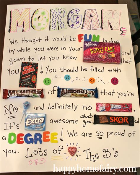 Cheap and affordable options that are funny, creative and unique gift ideas for your boyfriend, that he is guaranteed to love. Candy Gram for the Graduate - Happy Home Fairy