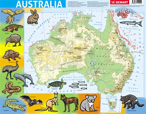 Puzzle Ramkowe Australia Mapa Fizyczna Andrea