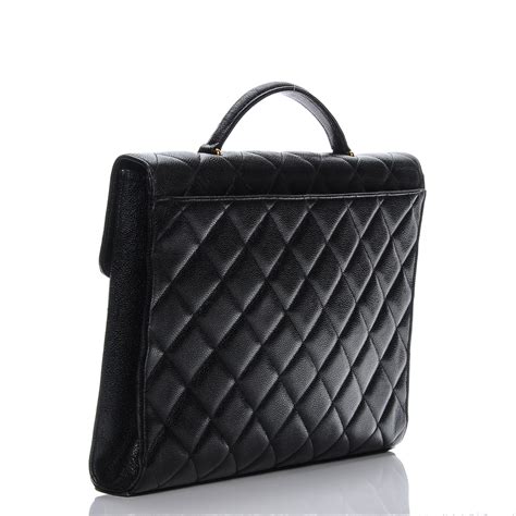 Chanel Caviar Quilted Briefcase Laptop Bag Black 206183