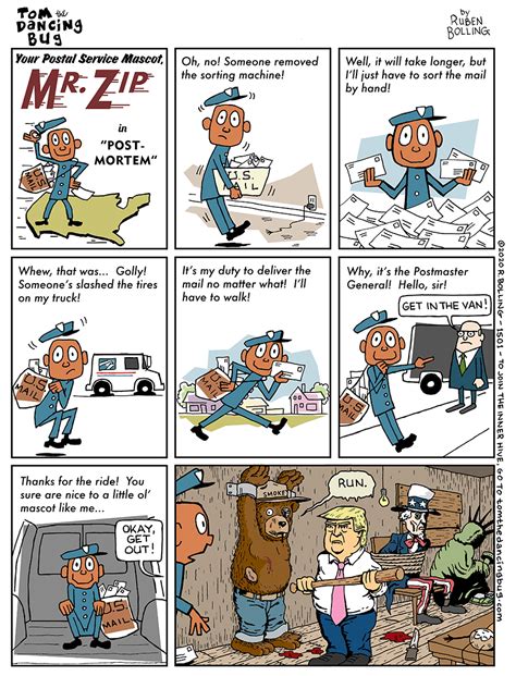 Cartoon Mr Zip The Postal Service Mascot In Post Mortem