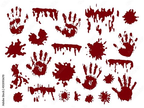 Horror Murder Blood Spots And Hand Palm Prints Drip Bleeding Slash