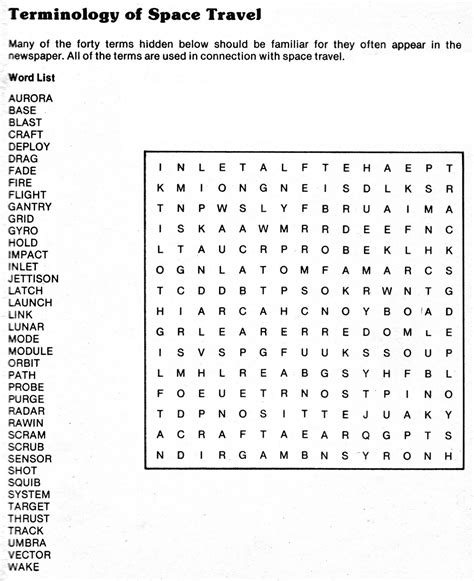 Space Word Search Printable Activity Shelter