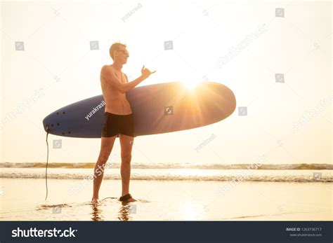 Shaka Hand Gesture Surfers Symbolyoung Surfer Stock Photo 1263736717