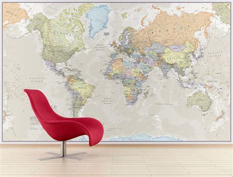 Giant Classic World Map Mural Home Decor Push Pin Map Etsy Map Wall