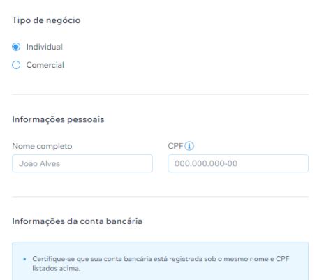 Wix Pagamentos Brasil compreender a diferença entre a conta individual
