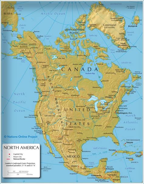 The Map Shows The States Of North America Canada Usa And Mexico With