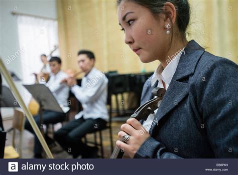 Kyrgyz Authentic Musical Instruments Orchestra Play With Conductor