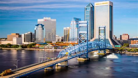Jacksonville Florida Usa Downtown City Skyline On St Johns River