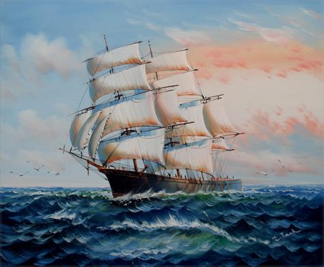 Sailing Ship 8 Quality Hand Painted Oil Painting 20x24in Ebay