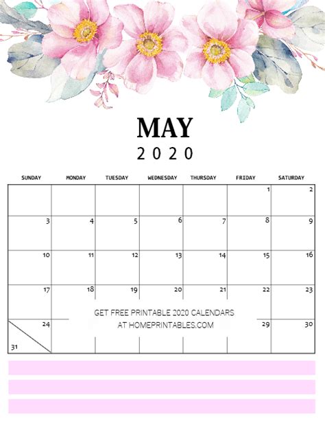 Snag Our Free Calendar 2020 Printable Pdf In Glorious Florals