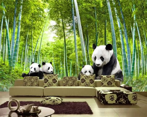 Beibehang Custom Wallpaper Giant Panda Bamboo Landscape Painting