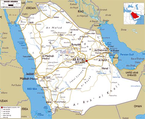 Large Detailed Road Map Of Saudi Arabia Saudi Arabia Asia Images And