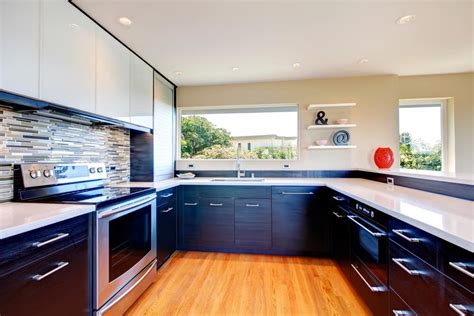 Black upper and white lower kitchen cabinets cupboard door materials modern kitchen cabinetry. 52 Dark Kitchens with Dark Wood and Black Kitchen Cabinets