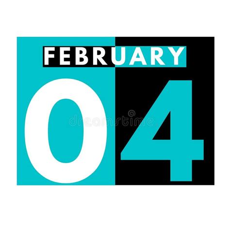February 4 Flat Daily Calendar Icon Date Day Month Stock