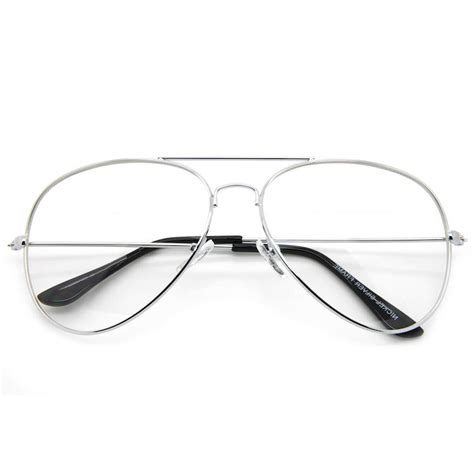 Silver Frame Retro Classic Aviator Eyeglasses Clear Lens Etsy