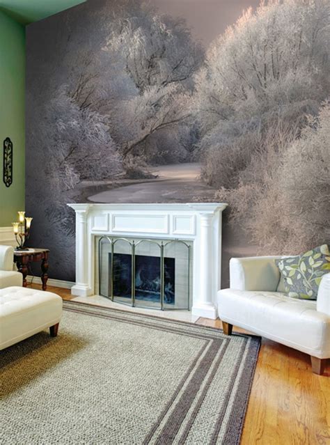 Winter Trees Wall Murals Wallsauce Uk Winter Living Room Decor