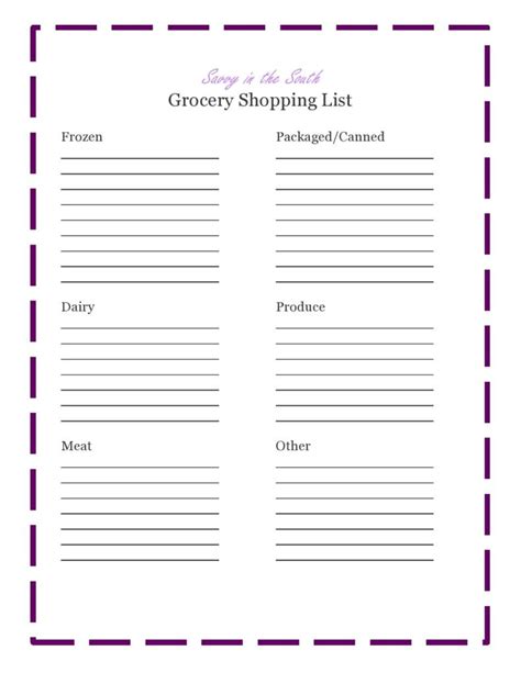 Printable Master Grocery List Template
