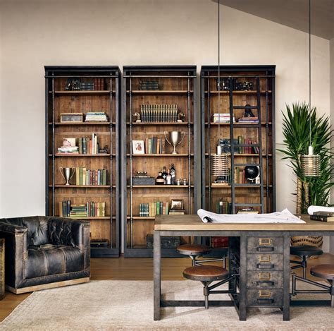 French Library Bookcase With Ladder In Matte Black Zin Home