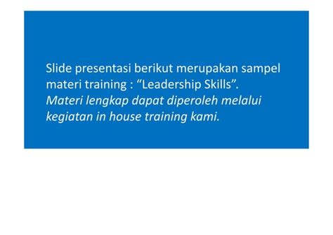 Materi Training Leadership Skills