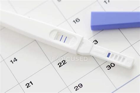 Pregnancy Test Showing Positive Result And Calendar — Urine Test