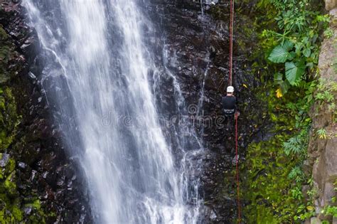 Rappelling Down A Waterfall Stock Photo Image Of Beautiful Dangerous