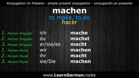 Learn German Verbs Machen ⇔ To Do ⇔ Hacer Aprender Alemán De ⇔ En ⇔