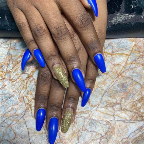 37 Bold Coffin Navy Blue Nails Designs 2024 Nail Designs Daily