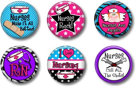 Nurse Pin Back Buttons Set Of Six 175 Nursing