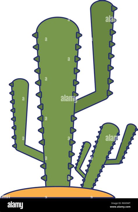 Cactus Desert Plants Cartoon Blue Lines Stock Vector Image And Art Alamy
