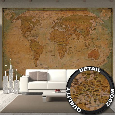 Mapa del Mundo pared decoración vintage de Pared Retro Diseño XXL
