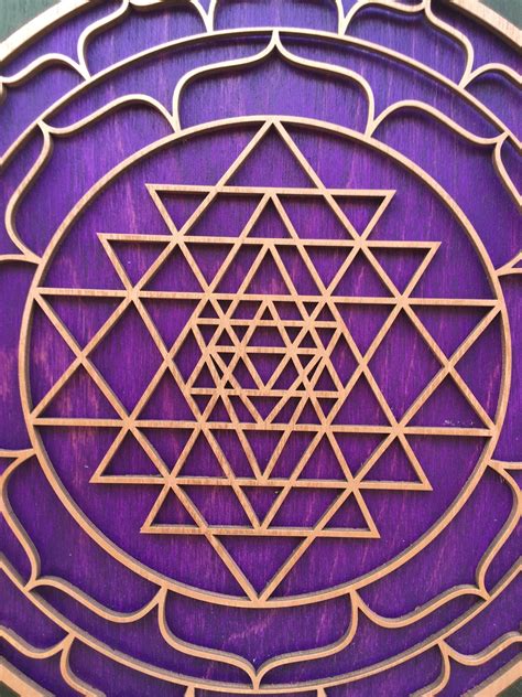Purple Sri Yantra Wall Art Laser Cut Sacred Geometry Sri Etsy