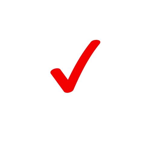 Tick Icon Vector Symbol Marker Red Checkmark Isolated On White