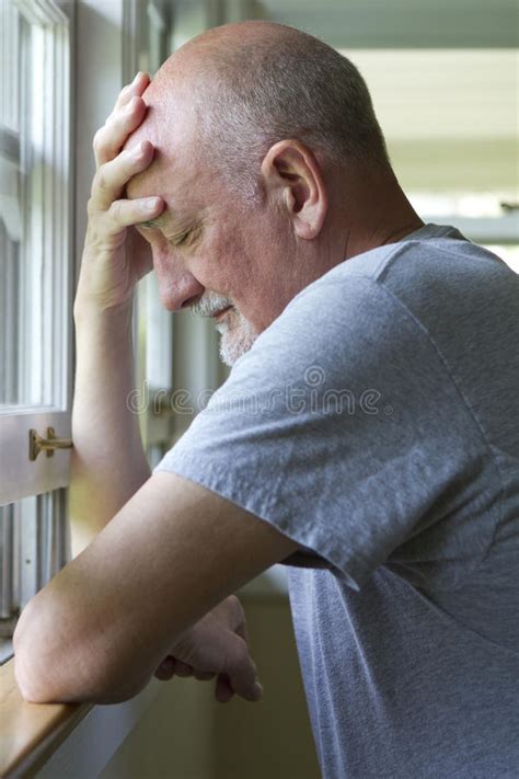 Older Man Expressing Pain Or Depression Stock Image Image Of Unhappy