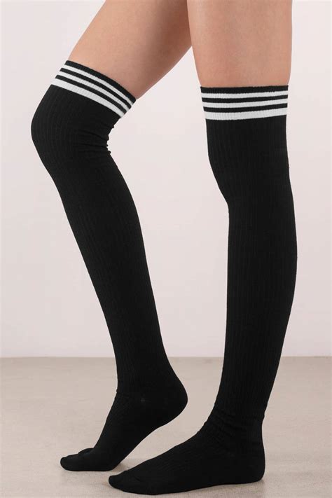 By The Fire Black Striped Over The Knee Socks 8 Tobi Us