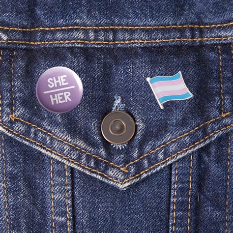 She Her Pronoun Badge Gender Pronouns Pin She Her Button Etsy