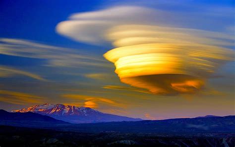 Lenticular Clouds Mountain Cloud Sunset Lenticular Volcano Hd