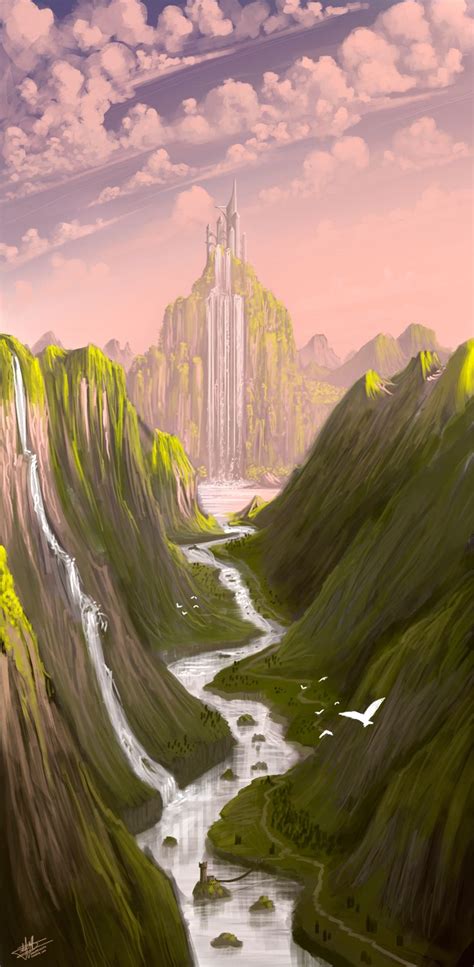 Waterfall Castle By Syntetyc On Deviantart Fantasy Artwork Fantasy